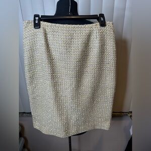 Calvin Klein Women's Tweed Pencil Skirt, Light Beige Gold Size 8